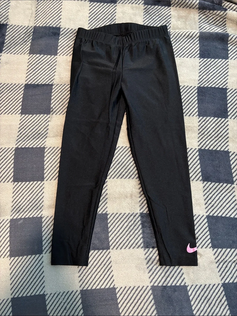 Nike Kids Black Active Leggings with Pink Swoosh